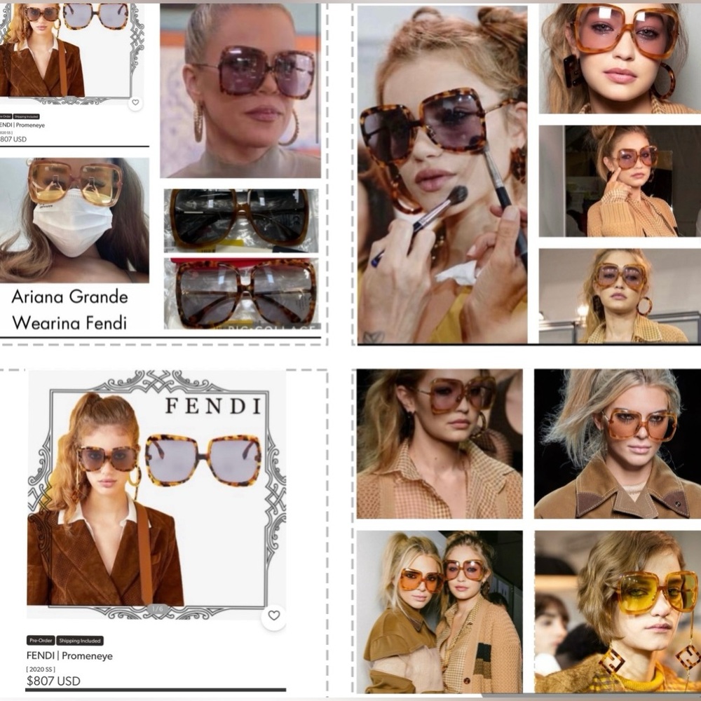 FENDI RUNWAY OVERSIZED SUNGLASSES IN 2 SHADES WORN ON CELEBS, ARIANA & KHLOE